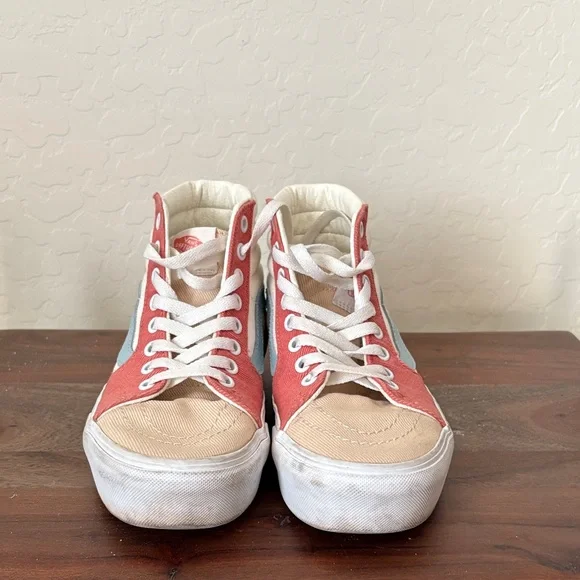 Vans sk8 Hi platform 2 womens size 7 shoes beige orange corduroy skate sneakers - Picture 2 of 6